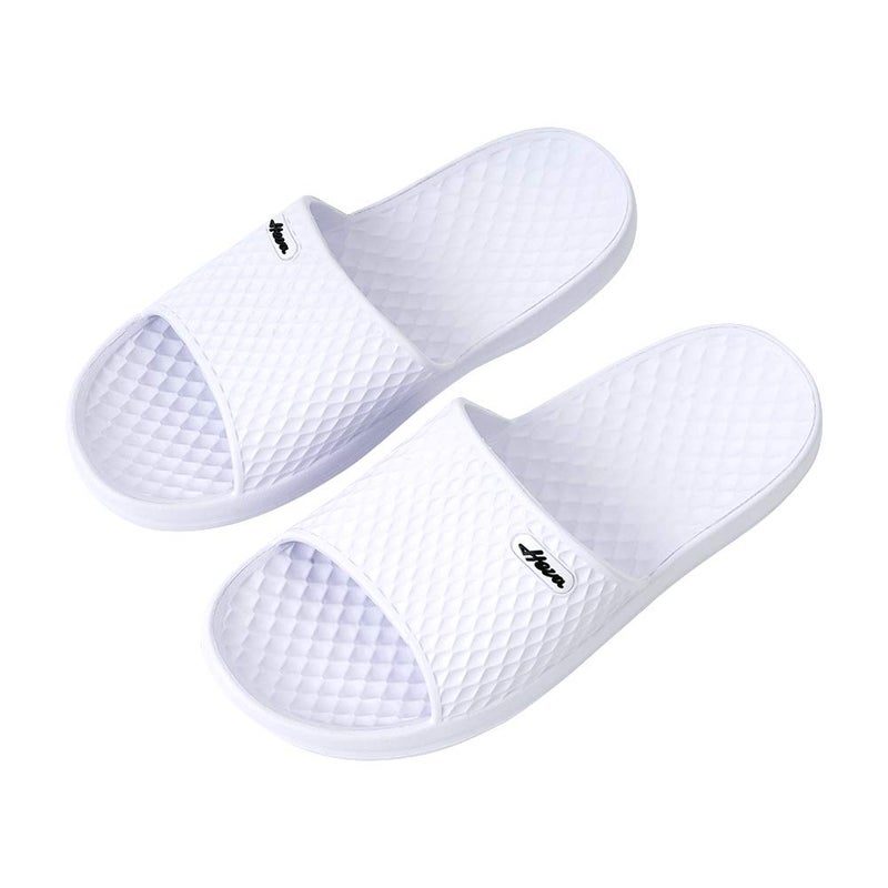 FUNKYMONKEY شباشب استحمام للرجال من فنكي مونكي، داخلية، منزلية، شاطئية، غير قابلة للانزلاق (9 M US، أبيض) - Image 5